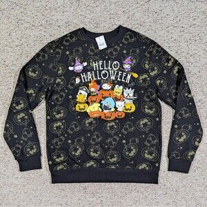 Hello Kitty Halloween Sweatshirt Adult MEDIUM AOP Pumpkins Sanrio Friends NWT
